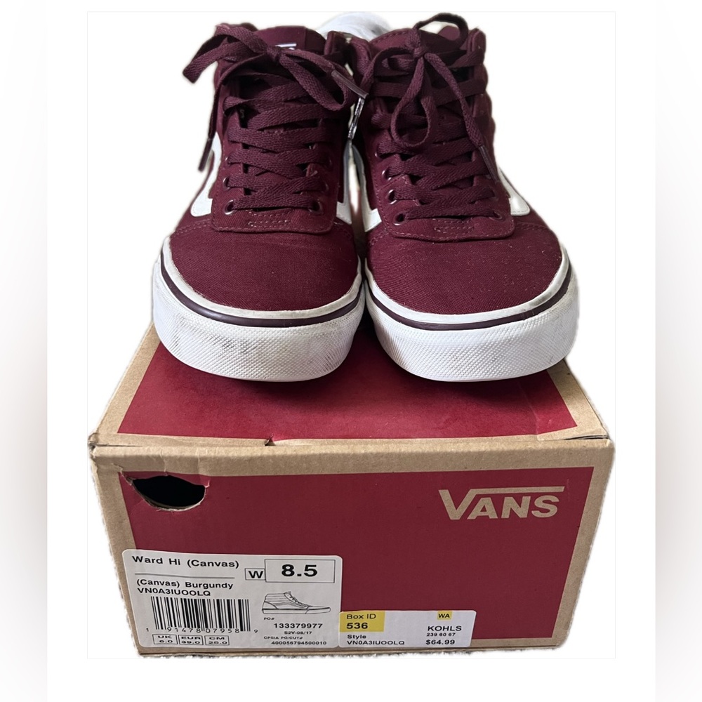 Size 8.5: VANS Ward HI (Canvas) in Burgundy